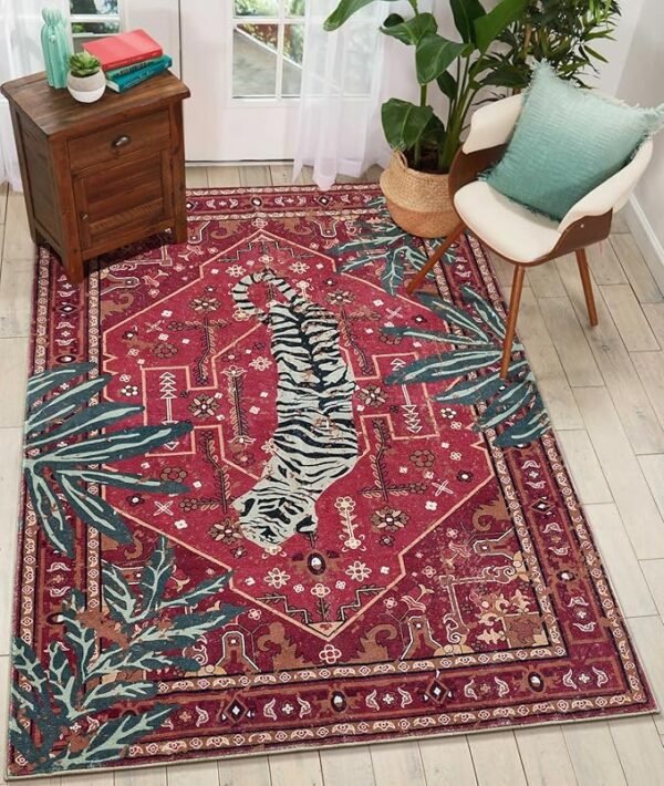Aldopein Red Summer Tropical Oriental Rug - Image 2