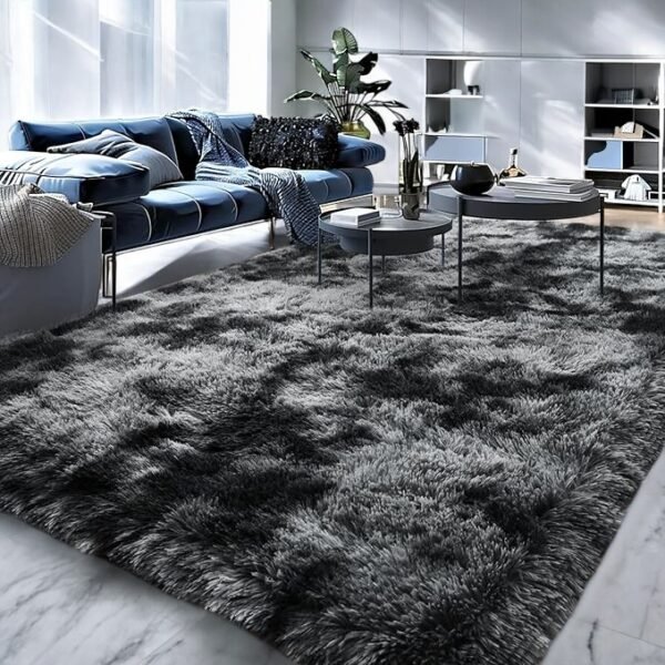 Isdook Tie-Dyed Black Grey Rug - Image 4
