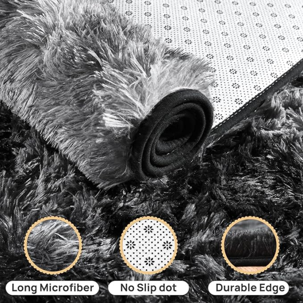 Isdook Tie-Dyed Black Grey Rug - Image 3