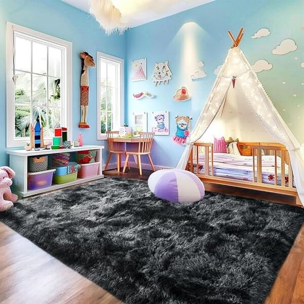 Isdook Tie-Dyed Black Grey Rug - Image 5