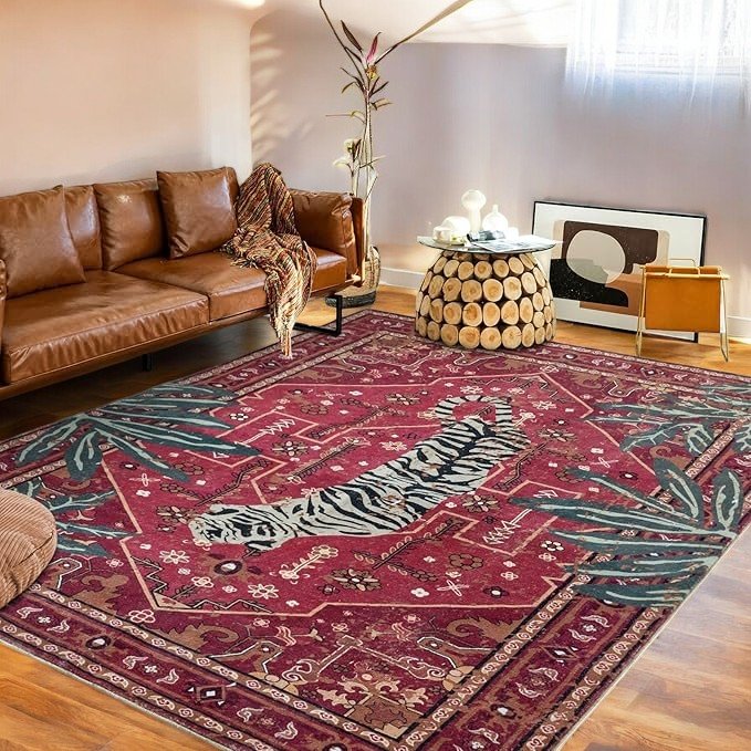 Aldopein Red Summer Tropical Oriental Rug